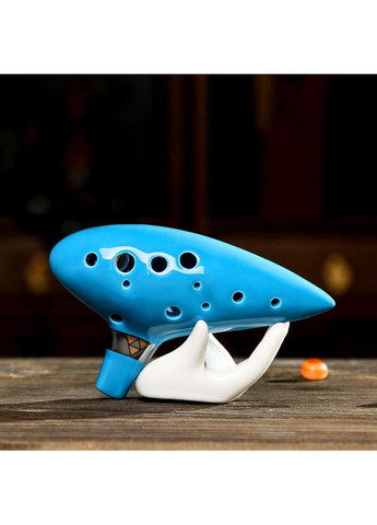 Керамічна окарина 12 отворів з чохлом і підставкою ( Блакитна) No Brand (370872807)