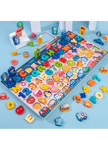 Деревянная интерактивная доска QWZ Рыбалка Фигуры Цифры Монтессори (737) No Brand (366303918)