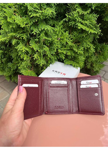 Жіночий гаманець із бордової натуральної шкіри Туреччина на кнопці, зовнішнє відділення для монет Karya (355803763)