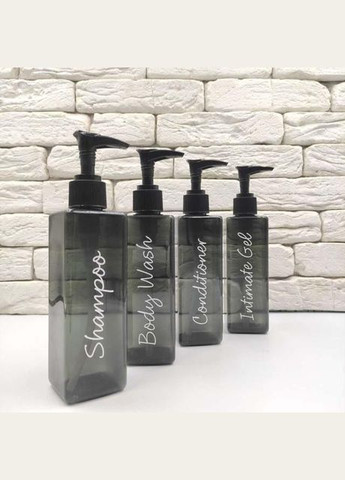 Набор дозаторов для ванной 250 мл "Ева" пластик (4 шт.) надпись англ. No Brand (298794663)