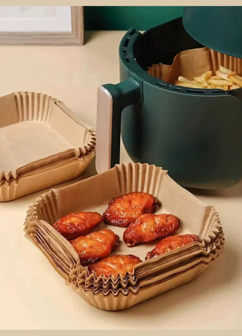Квадратні паперові форми 50шт 16/20х4.5 см для аерогриля Air Fryer силіконізований пергамент для випікання No Brand (341325068)
