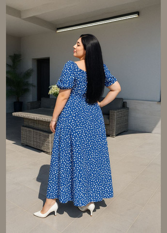 Голубое повседневный, кэжуал женское платье макси а-силуэт Style Point