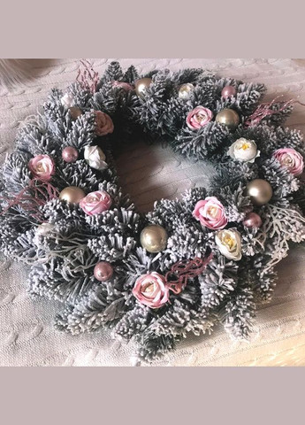 Рождественский венок Elegant из искусственной хвои d-50 см заснеженный HVOYA (328606443)