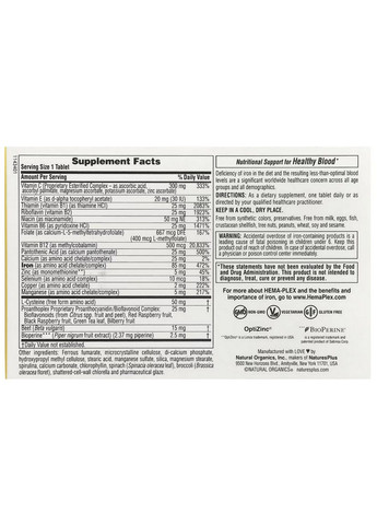 HemaPlex, залізо, 30 таблеток із повільним вивільненням вітаміни, мікроелементи для крові, енергії Natures Plus - (336211099)