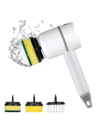 Электрическая беспроводная щетка для чистки и уборка с 3 сменными насадками белый UKC (363329738)