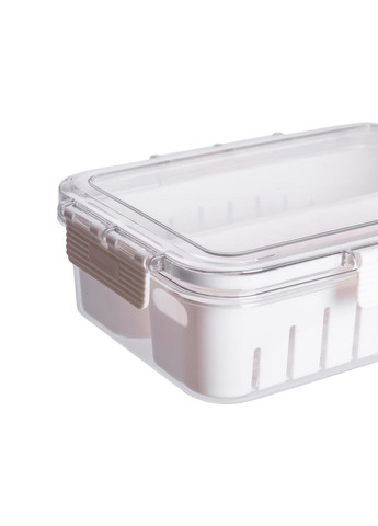 Контейнер для їжі з 2 відсіками 23.5х17х7 см судок для їжі пластиковий 1.4 л Білий HP-27-11 Yiwu (365256749)