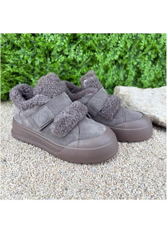 Жіночі уггі замшеві на платформі короткі Е-005092-3 Коричневі No Brand (361668582)