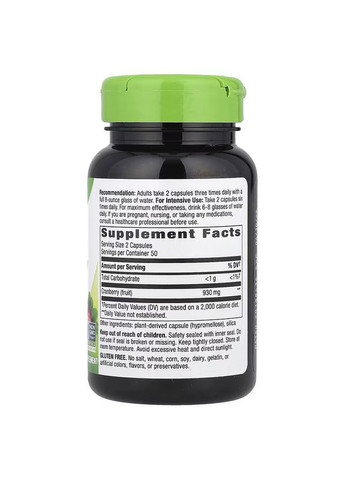 Клюква, 930 мг, Cranberry Fruit, 100 вегетарианских капсул Nature's Way (322741206)