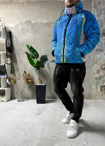 Голубая зимняя зимняя куртка с removable капюшоном No Brand