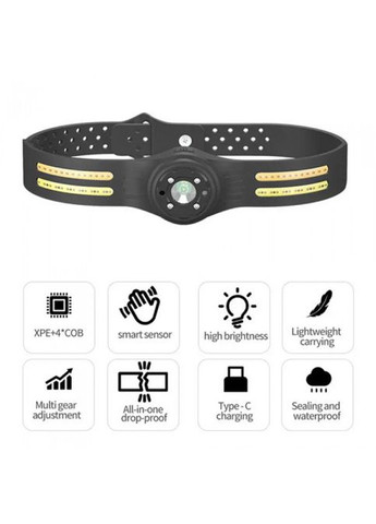 Ліхтар налобний акумуляторний T134-XPE-4COB з датчиком руху 6 режимів No Brand (323486371)