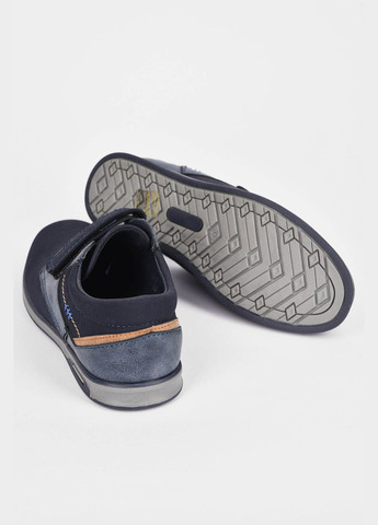 Темно-синие туфли детские для мальчика темно-синего цвета на липучке Let's Shop
