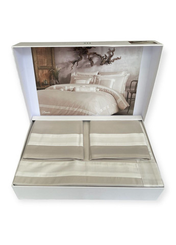 Комплект постільної білизни Banda Bej сатин люкс 220-200 см бежевий Tivolyo Home (321999769)