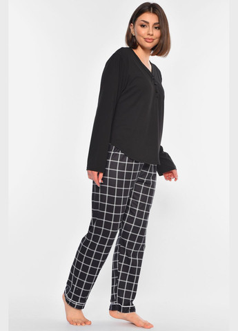 Черная всесезон пижама женская черного цвета кофта + брюки Let's Shop