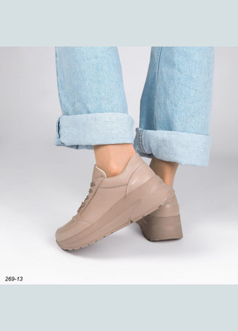 Комбинированные кожаные женские кроссовки цвет капучино 36-41 No Brand