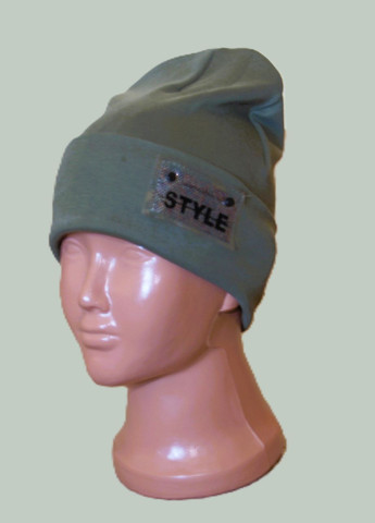 Шапка детская 5-12 лет 52 двойная с эмблемой Style хлопок весна Handmade (326835291)