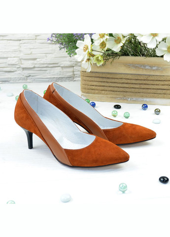 Vasha para Туфли женские рыжие на маленькой шпильке, натуральная замша и кожа. 37,39 размер оранжевый з, украина — демисезон (303931878)