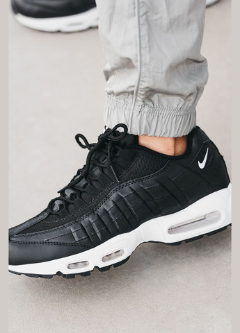 Чорні всесезон кросівки чоловічі nike air max 95 black white | найк аір макс 95 чорні білі No Brand