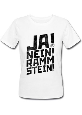 Белая летняя мужская футболка rammstein - ja! nein! рамштайн! (белая) Fat Cat