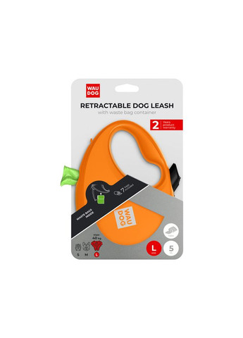 Повідець-рулетка WAUDOG R-leash для собак до 40 кг з контейнером для пакетів світловідбиваюча стрічка 5 м ProDobro (373221155)