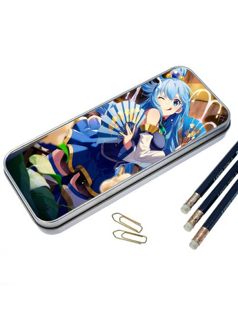 Пенал школьный для мальчика и девочки металлический КоноСуба #007 7*18 см Silver No Brand (309156465)