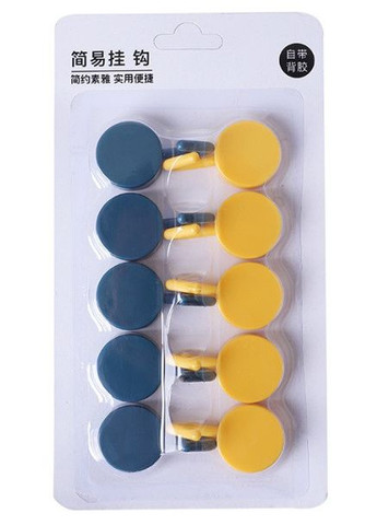 Крючки самоклеящиеся Scandic набор из двух цветов 5+5=10 штук Пластик, желтый/тёмно-синий морской PTR No Brand (317763467)