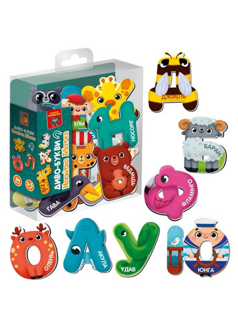 Дитяча розвиваюча магнітна гра "Диво-букви. Абетка" VT5411-18 34 магнита No Brand (316914633)