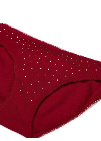 Трусики-бикини женские хлопковые Stretch Cotton Sparkle Bikini Panty бордовые Victoria's Secret (370139639)