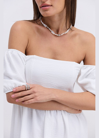 Молочна коротка літня сукня з відкритими плечима Arjen