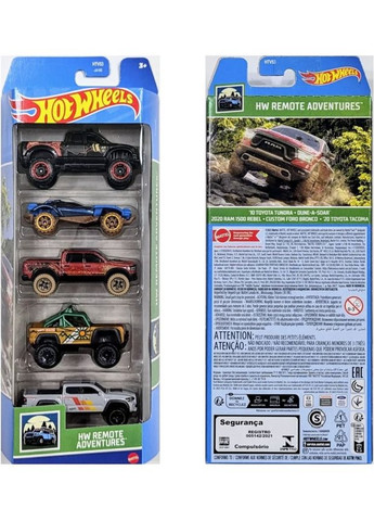 HW Remote Adventures Хот Вілс Далекі пригоди Набір із 5-ти машинок позашляховиків Hot Wheels (365251396)