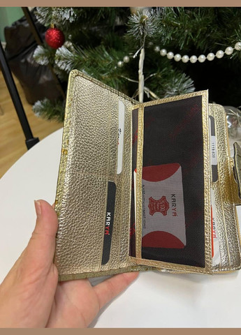 Гаманець жіночий натуральна шкіра Туреччина на змійці золотий кроко принт картхолдер на магніті Karya (341322657)