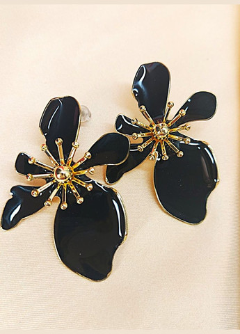 Сережки біжутерія Квіти чорні No Brand (341140527)