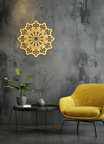 Картина лофт, настінний декор для дому "Квіткова мандала", декоративне панно 35х35 см Woodyard (291412187)