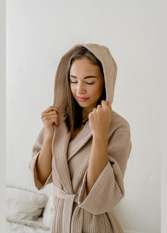 Жіночий вафельний халат з капюшоном бавовняний Vakko (281820358)