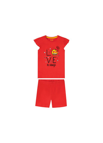 Червона піжама (футболка і шорти) для дівчинки емоджи 370071 червоний Lupilu