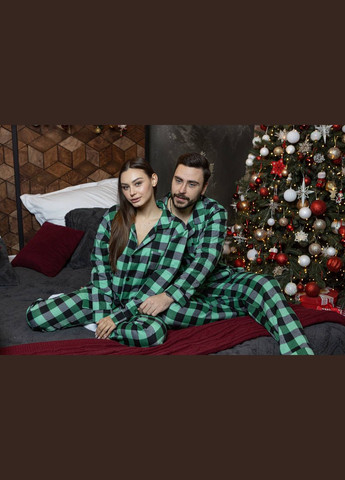 Изумрудная пижама фланелевая рубашка + штаны все размеры No Brand