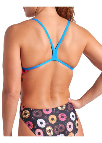 Чорний літній жіночий спортивний купальник для плавання women's donuts swimsuit challenge back (009461-590) розмір, Arena