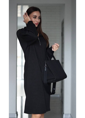 Черное повседневный, вечернее, деловое, кэжуал женское платье оверсайз FINO Mode однотонное
