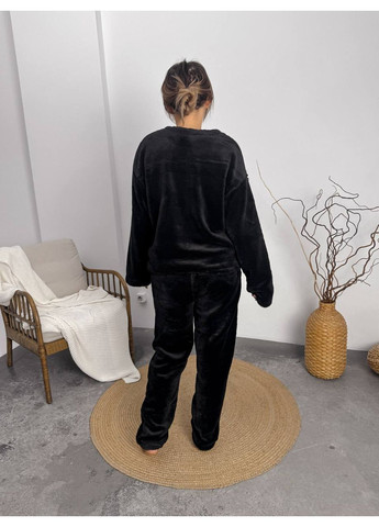 Чорна зимня піжама жіноча кофта + брюки Гермес