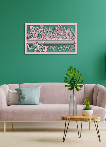 Настінний декор для дому, інтер'єрна картина з дерева "Тайна вечеря", декоративне панно 60х35 см Woodyard (292013512)