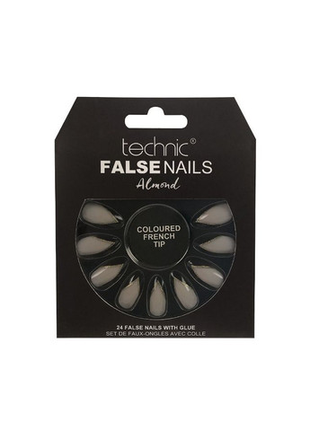 Накладные ногти с клеем Cosmetics False Nails Stiletto "Coloured French Tip" Бежевый 24 шт. Technic (292128879)