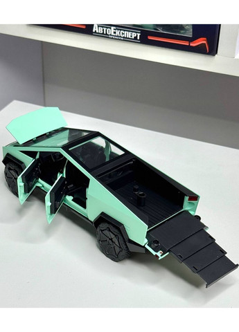 Инерционная коллекционная машинка Tesla Cybertruck 1:32 с эффектами света и звука, Бирюзовая Автосвіт (357205482)