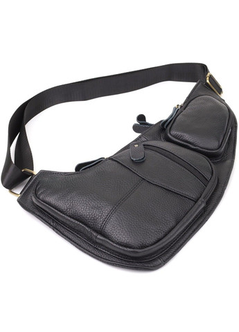 Стильна сумка для чоловіків з великою кількістю кишень із натуральної шкіри 22957 Чорний Vintage (356452101)