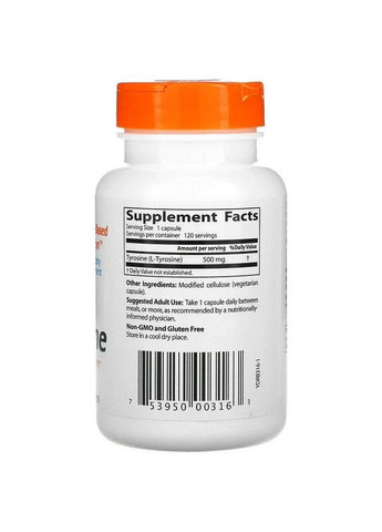 Best L-тирозин Best L-Tyrosine 500 мг,, 120 капсул Doctor's Best (371809946)
