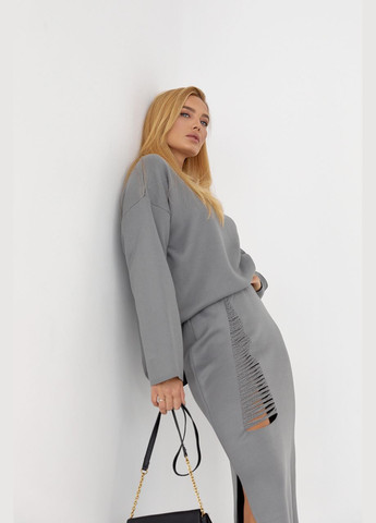 Жіночий спідничний костюм з оригінальним декором Liton (296658507)