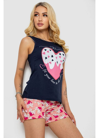 Синя всесезон піжама жіноча з принтом,, 243r24517 Polkan