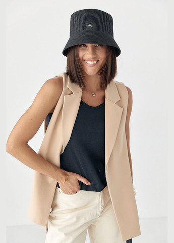 Светло-коричневый женский женский классический удлиненный жилет - молочный цвет Lurex - демисезонный