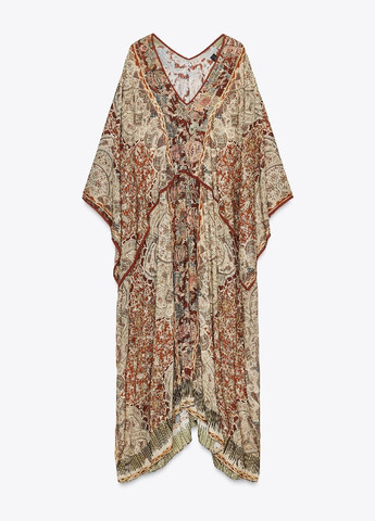 Комбинированное платье Zara с орнаментом