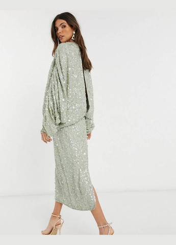 Зелена сукня міді у паєтки вечірня ексклюзив Asos