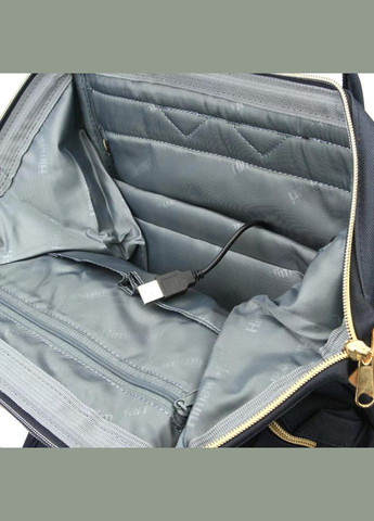 Рюкзак женский водостойкий текстиль 17л на 1 отделение размер 27×40×16 см 9001-02 USB темно-синий Himawari (314808736)