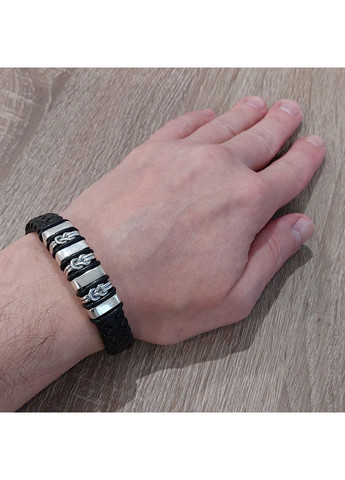 Браслет Серебряные узлы с натуральной кожей 20 см No Brand (355921856)